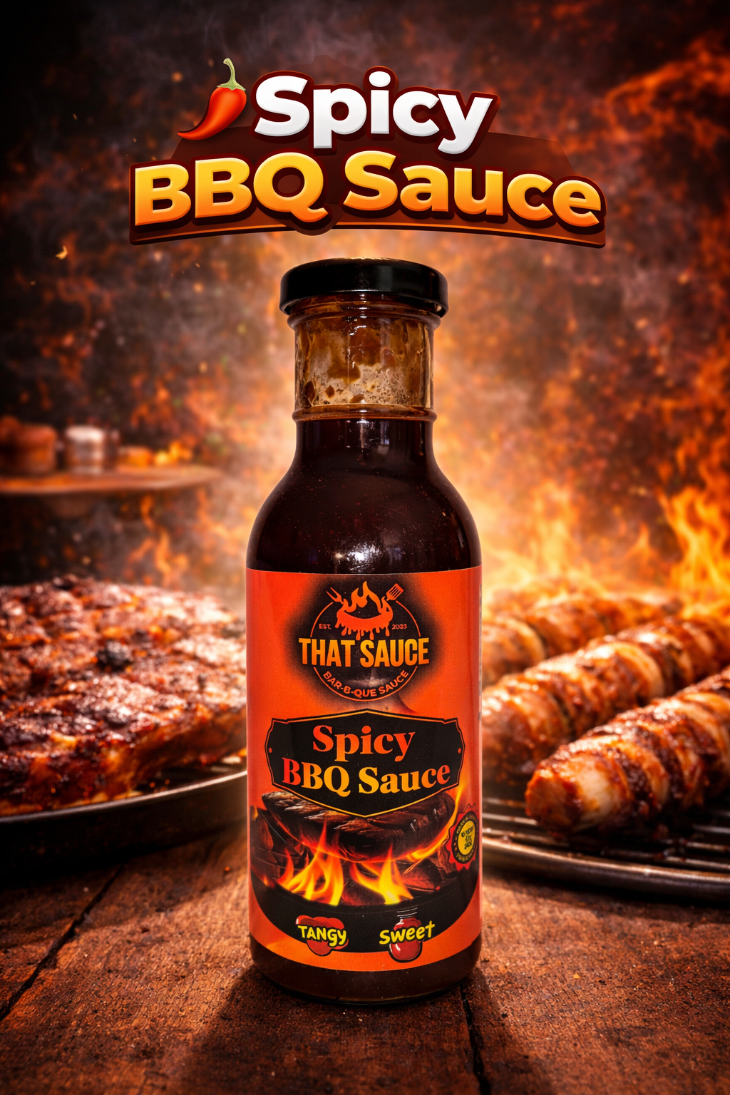 That Sauce Bar-B-Que Sauce, Spicy, 12.0 oz